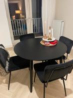 Eettafel zwart essenfineer 105 cm, Huis en Inrichting, Ophalen, 100 tot 150 cm, Rond, Zo goed als nieuw