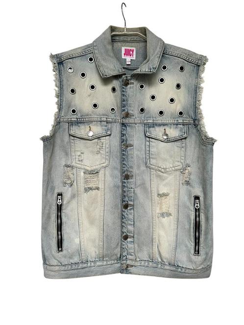 Vintage Gilet Maat M Lichtblauw Juicy Couture Denim, Kleding | Dames, Bodywarmers, Gedragen, Maat 38/40 (M), Blauw, Ophalen of Verzenden