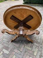 Houten lage tafel, Huis en Inrichting, Tafels | Salontafels, Gebruikt, Rond, Minder dan 50 cm, Overige houtsoorten