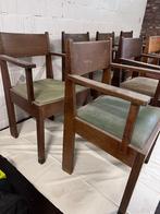 8 Vintage Houten Stoelen met Armleuningen, Ophalen
