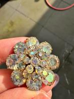 Vintage Kristallen Broche AuroraBorealis ca.1950 Handgezet, Ophalen of Verzenden, Gebruikt, Zilver, Overige materialen