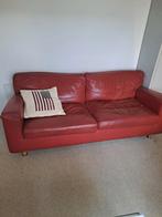 Rood leren bankstel, Huis en Inrichting, Banken | Bankstellen, Overige maten, Minder dan 75 cm, 150 tot 200 cm, Leer