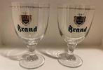 2 Brand bier glazen op voet. Firma F. Brand Wylre Limburg., Verzamelen, Biermerken, Ophalen of Verzenden, Zo goed als nieuw, Glas of Glazen