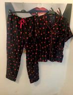 Zwarte pyjama met hartjes - Esmara, Maat 38/40 (M), Zwart, Zo goed als nieuw, Esmara