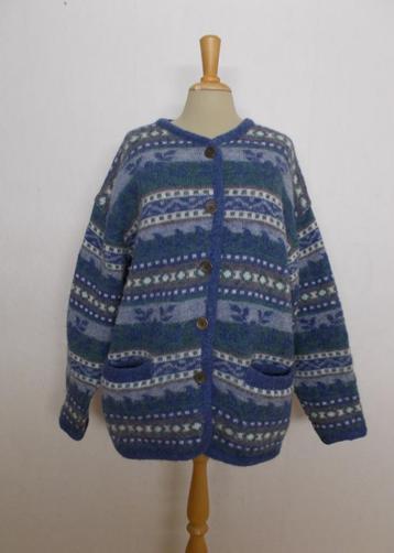 Folkore/Noors mooi blauw 100% wollen vest van Saga! 42 beschikbaar voor biedingen