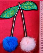 Kersen applicatie met glitter en bont, Ophalen of Verzenden