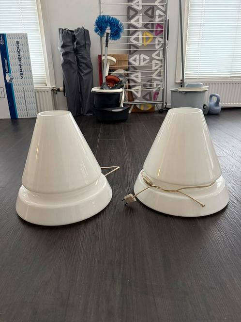 2 x Retro murano vloerlampen, Huis en Inrichting, Lampen | Lampenkappen, Zo goed als nieuw, 25 tot 50 cm, Ovaal, Wit, Ophalen of Verzenden