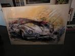 Porsche 356 GLAS PLAAT * Spectaculaire decoratie *, Ophalen, Minder dan 50 cm, Zo goed als nieuw, Schilderij
