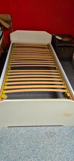 Een wit persoons bed, Ophalen, 90 cm, Eenpersoons, Wit