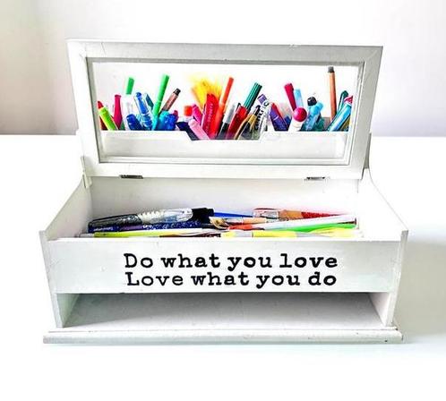 Houten bureau organizer met glas, Diversen, Bureau-accessoires, Ophalen