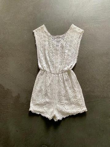 J395 Wit kant kort jumpsuit maat XS=34 overall korte broek beschikbaar voor biedingen