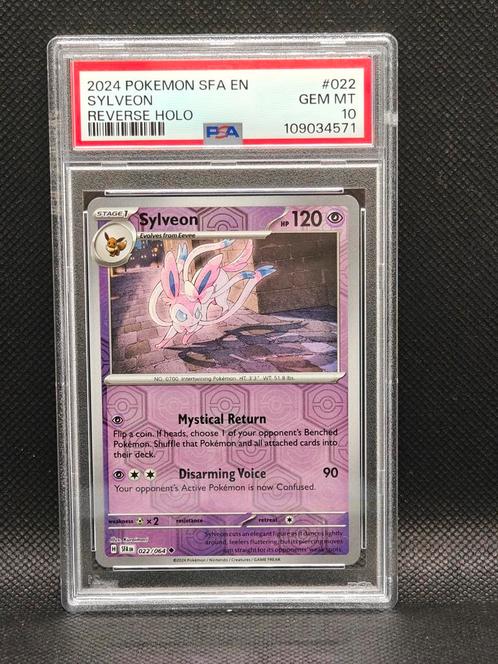 PSA 10 GEM MINT Sylveon reverse holo 022, Hobby en Vrije tijd, Verzamelkaartspellen | Pokémon, Zo goed als nieuw, Losse kaart