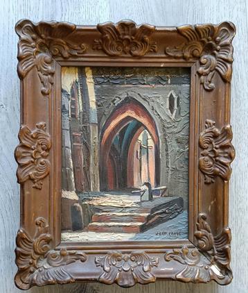 Zicht op een Kerk (Ingang) Interieur - 1920 - Gesigneerd  beschikbaar voor biedingen