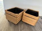 Plantenkratjes met wielen en worteldoek 50x40 hoogte 30cm, Minder dan 60 cm, Harder Hout, Nieuw, 30 tot 60 cm