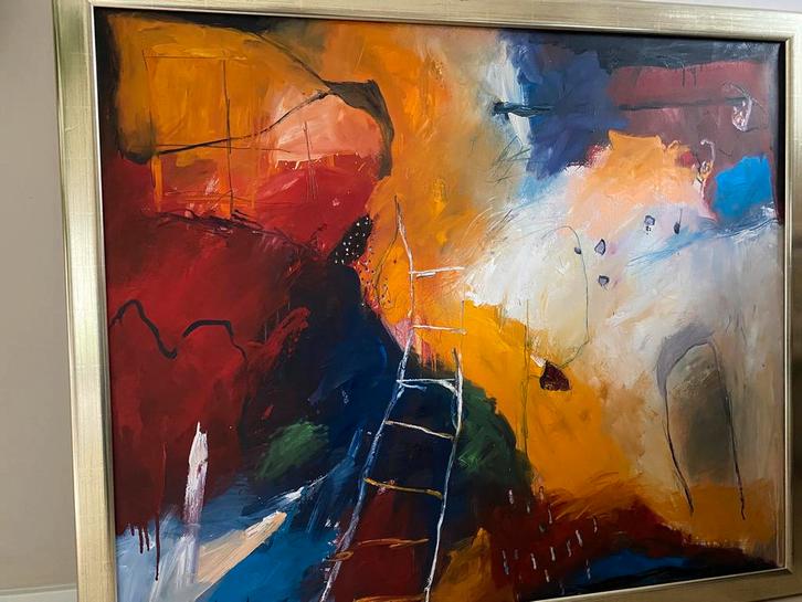 Groot acryl schilderij op doek Alexander Vogels, Antiek en Kunst, Kunst | Schilderijen | Abstract, Ophalen of Verzenden