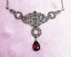 Ketting Zilver 925 Granaat Markasiet, Met edelsteen, Overige kleuren, Nieuw, Ophalen of Verzenden
