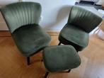 velours stoffen stoeltjes met krukje, Huis en Inrichting, Stoelen, Gebruikt, Twee, Overige kleuren, Ophalen of Verzenden