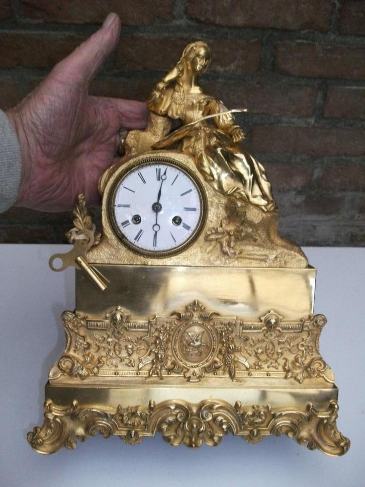 Antieke Franse vuur vergulde Pendule uit 1872, Antiek en Kunst, Antiek | Klokken, Ophalen