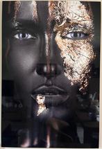 Grote Print - Abstract Portret met Goud - 120x80cm, Ophalen of Verzenden, 75 tot 100 cm, 75 cm of meer, Print