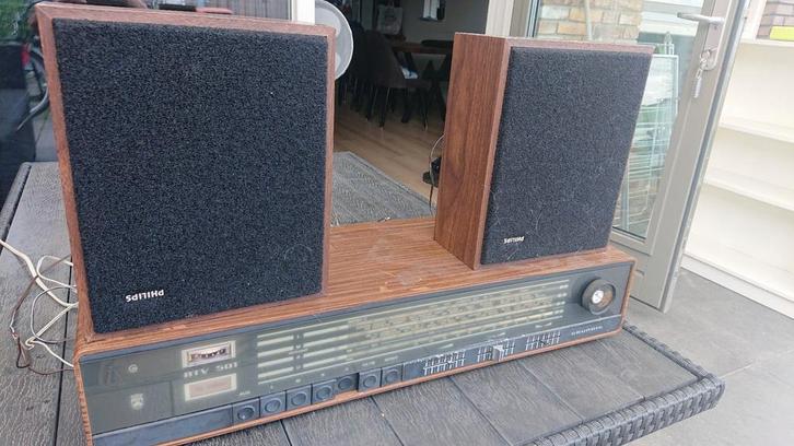 Vintage Grundig RTV 501 Radio met Philips Speakers, Audio, Tv en Foto, Radio's, Gebruikt, Ophalen of Verzenden