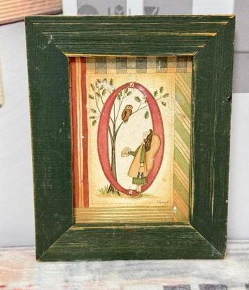 Angel Engel uil O By Linda Spivey Vintage hout houten lijst beschikbaar voor biedingen
