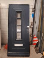 Hardhouten Voordeur met Glas, Doe-het-zelf en Verbouw, Deuren en Horren, Ophalen, Gebruikt, 80 tot 100 cm, Buitendeur