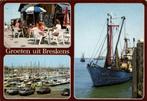 Groeten uit Breskens - 3 afb o.a. haven boot - gelopen, Ophalen of Verzenden, Voor 1920, Gelopen, Zeeland
