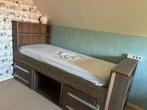 Steigerhouten hoogslaper, Ophalen, 85 tot 100 cm, Gebruikt, Lattenbodem