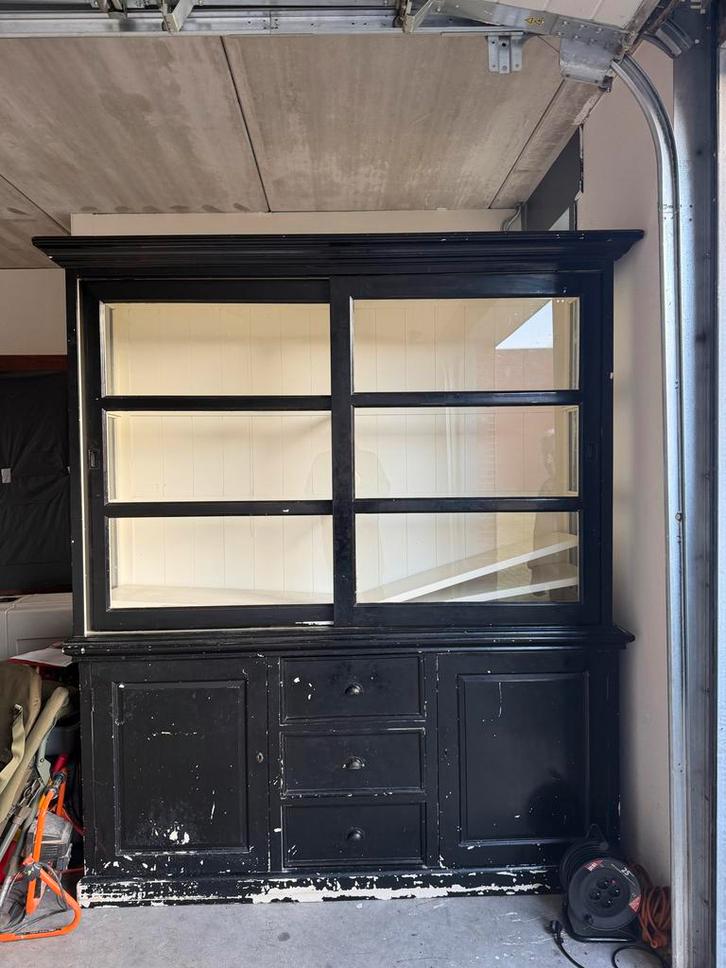 Zwarte buffetkast, Huis en Inrichting, Kasten | Buffetkasten, Gebruikt, 150 tot 200 cm, 100 tot 150 cm, 25 tot 50 cm, Met lade(s)
