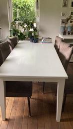 Wegens aanschaf grotere tafel: Eettafel, wit, vuren, Huis en Inrichting, Tafels | Eettafels, Ophalen, Gebruikt, 50 tot 100 cm