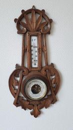 antieke barometer met thermometer in houtsnijwerk frame, Antiek en Kunst, Antiek | Gereedschap en Instrumenten, Ophalen of Verzenden