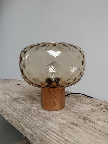 Lamp, sfeerlamp amber glas *HIT* beschikbaar voor biedingen