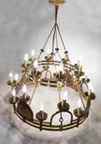 Grote dubbele Kroonluchter Kerklamp Kasteellamp circa 1930, Ophalen, Gebruikt