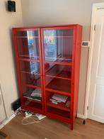 Rode vitrine/boekenkast 115x180x38, Ophalen, 100 tot 150 cm, Grenenhout, 150 tot 200 cm