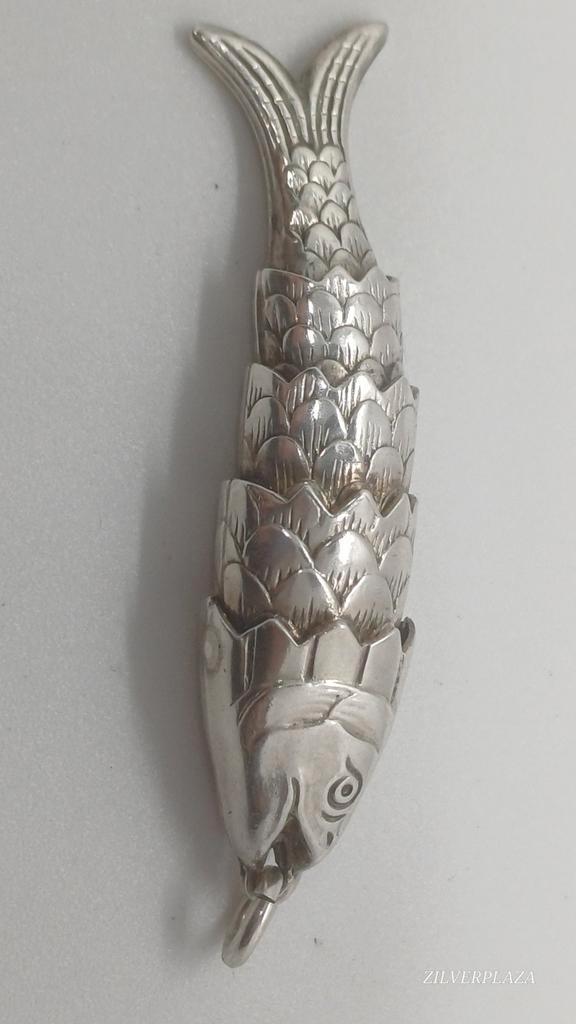 Zilveren Vis Hanger - Beweegbaar - 835 Zilver, Sieraden, Tassen en Uiterlijk, Kettinghangers, Zilver, Zilver, Dier, Ophalen of Verzenden