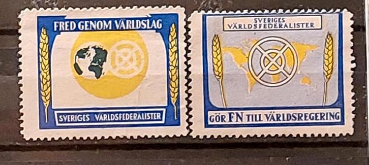 Zweden cinderella zegels politiek wereldfederalisten, Postzegels en Munten, Postzegels | Europa | Scandinavië, Postfris, Zweden