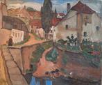 Schilderij 'Frans dorp' van Harmen Meurs, 56x46 cm, Antiek en Kunst, Kunst | Schilderijen | Klassiek, Ophalen of Verzenden