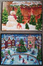 Kerst tafereel Diamond painting in lijst 30x40cm 2 stuks, Ophalen, Gebruikt
