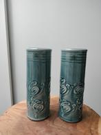 Set van 2 blauwe kandelaars, Ophalen, Overige materialen, Grijs, Zo goed als nieuw