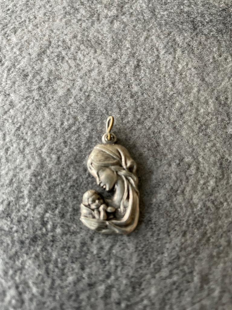 hanger moeder met kind zilver, Ophalen of Verzenden, Zo goed als nieuw, Zilver, Zilver
