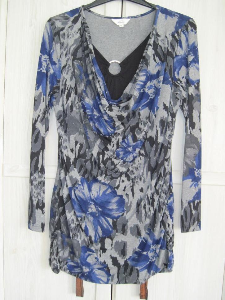 Gedessineerde tuniek Mt XL, Kleding | Dames, Blouses en Tunieken, Zo goed als nieuw, Maat 46/48 (XL) of groter, Grijs, Ophalen of Verzenden