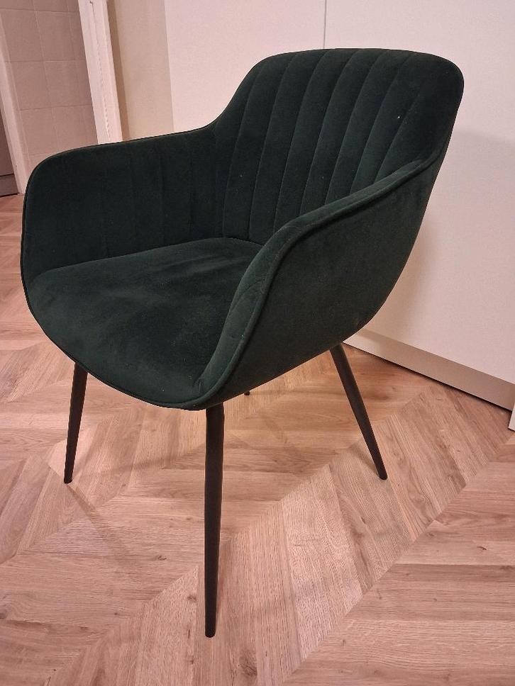 Eettafel stoel, Huis en Inrichting, Stoelen, Gebruikt, Vier, Metaal, Stof, Overige kleuren, Ophalen