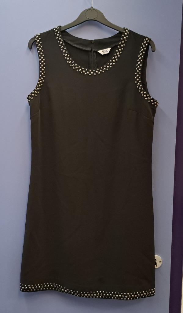 Liu Jo jurk zwart + randen zilverkleurige studs 40-42 44985, Kleding | Dames, Jurken, Zo goed als nieuw, Maat 38/40 (M), Zwart