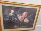 Ingelijst Stilleven: Bloemen op Vaas, met dubbele passe-part, Antiek en Kunst, Ophalen