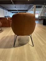 Fauteuil stoel bruin leer metalen poot zwart nieuw, Ophalen, Nieuw, Leer
