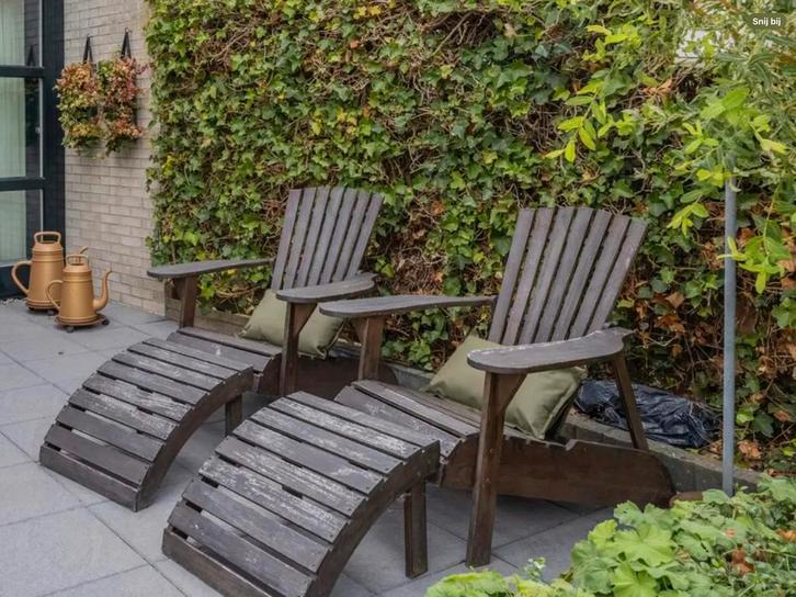 Adirondack stoelen Bologna met voetenbankjes (2), Tuin en Terras, Tuinstoelen, Gebruikt, Hout, Ophalen
