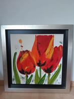 Mooi schilderij in lijst van tulpen, Ophalen of Verzenden