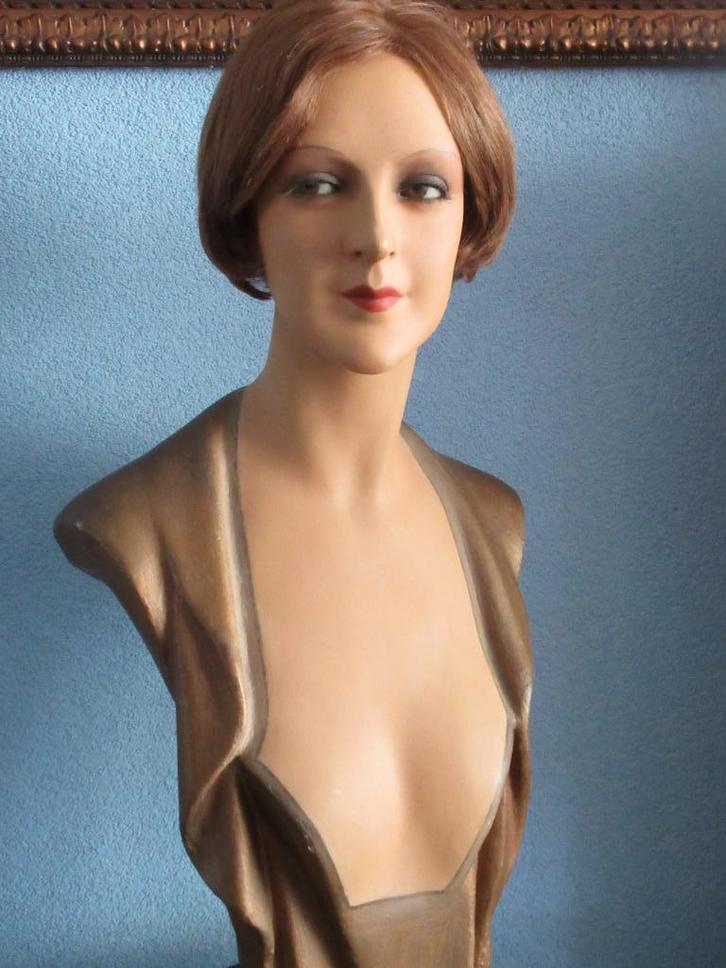 ANTIEKE BUSTE PAPIER MACHE 78 CM, Antiek en Kunst, Antiek | Woonaccessoires, Ophalen