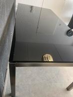 Moderne glazen eettafel – 200 x 90 cm – metalen frame, Huis en Inrichting, Tafels | Eettafels, Zo goed als nieuw, Vijf personen of meer