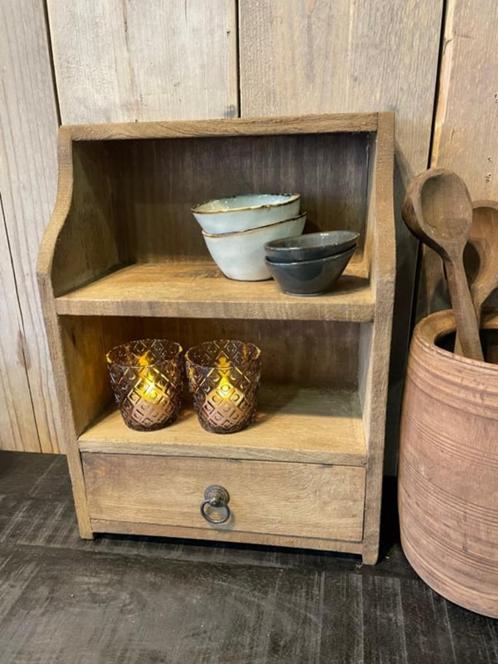 Klein houten kastje met lade nieuw, Antiek en Kunst, Curiosa en Brocante, Ophalen of Verzenden